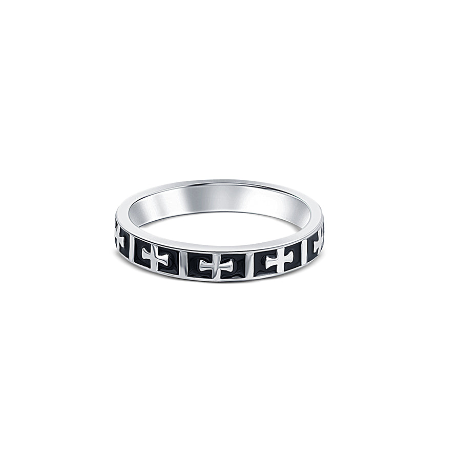 Paramount Men's Band in Sterling Silver with Black Enamel - Image 5