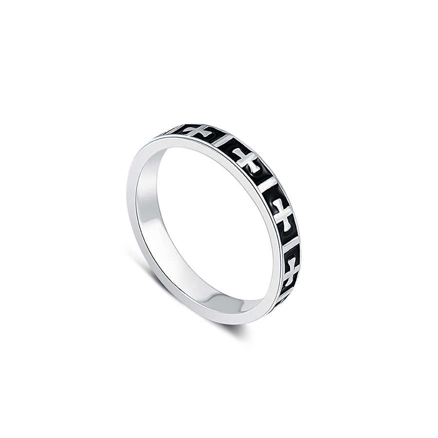 Paramount Men's Band in Sterling Silver with Black Enamel - Image 4