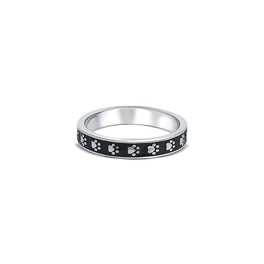 Pawsome Black Enamel Sterling Silver Band for Men - Image 4