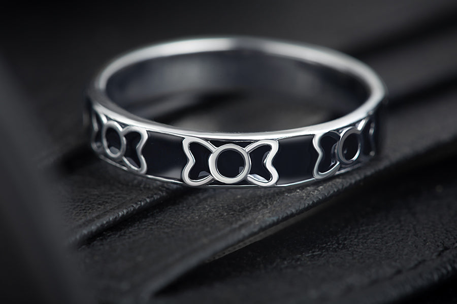 Bowy Wows Black enamel Sterling silver Band for Men - Image 2