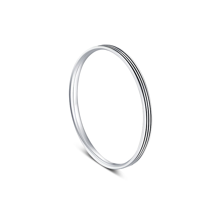 Black Grace 3 Lines Silver Kada for Men