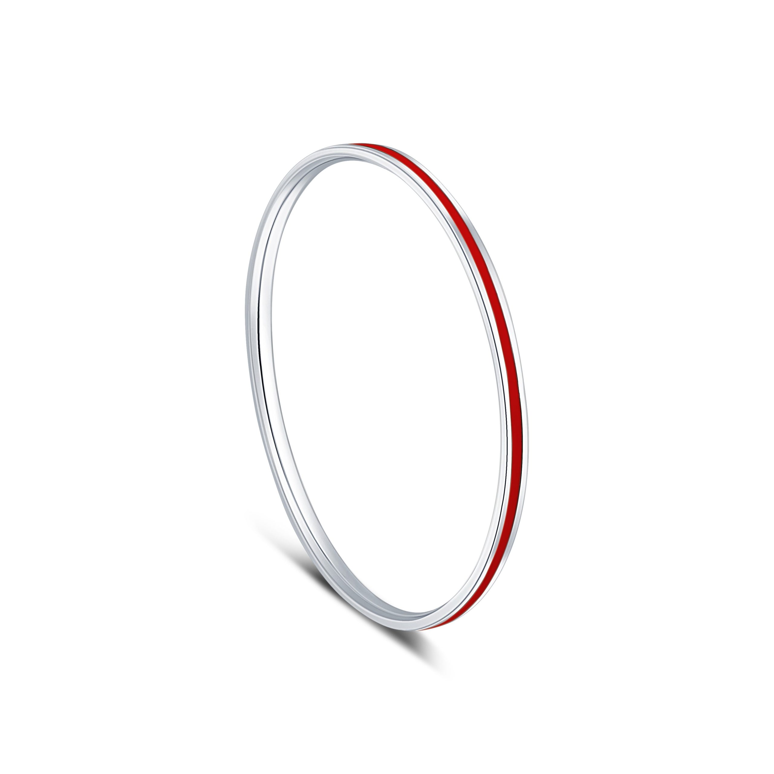 Red Elegance 1 Line Silver Kada for Men - Image 2