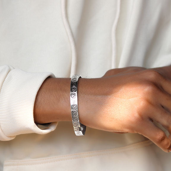 Om Shanti 925 Sterling Silver Cuff Kada for men