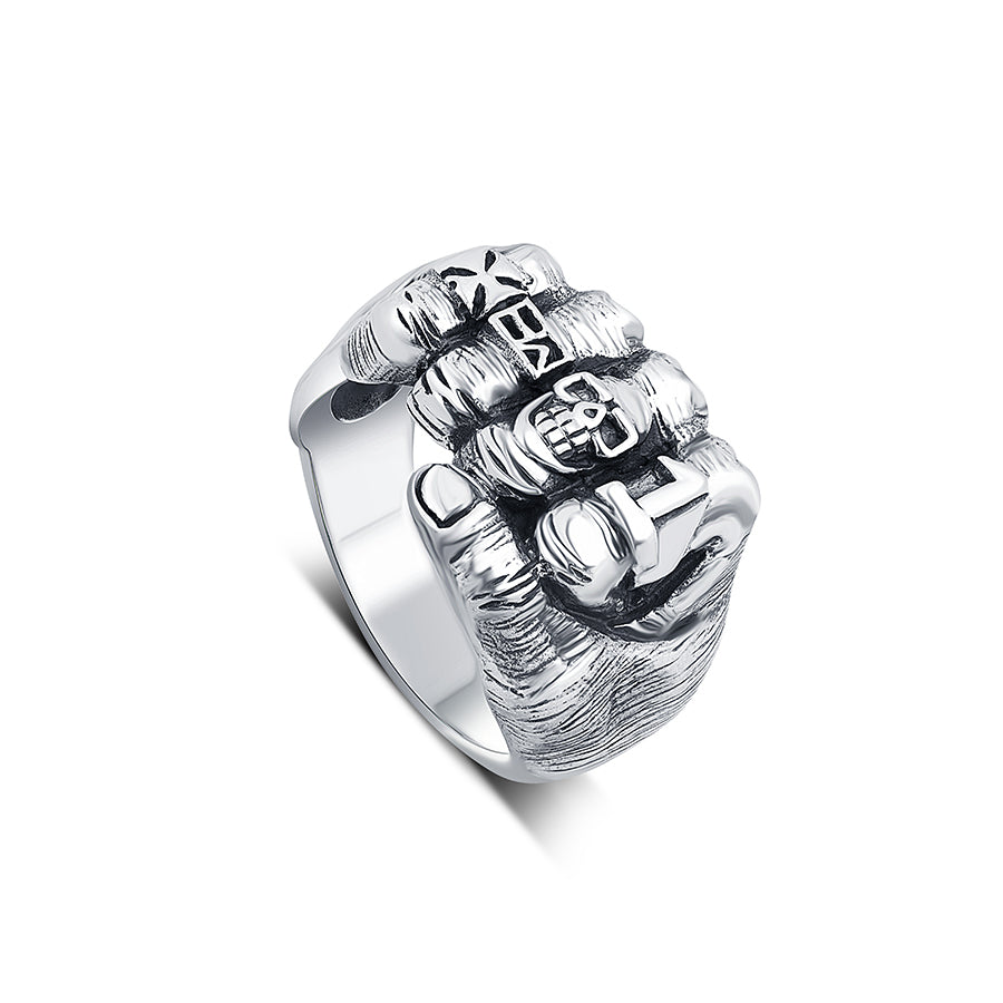 Ghost Rider Skull Fist Ring in 925 Sterling Silver - Image 3