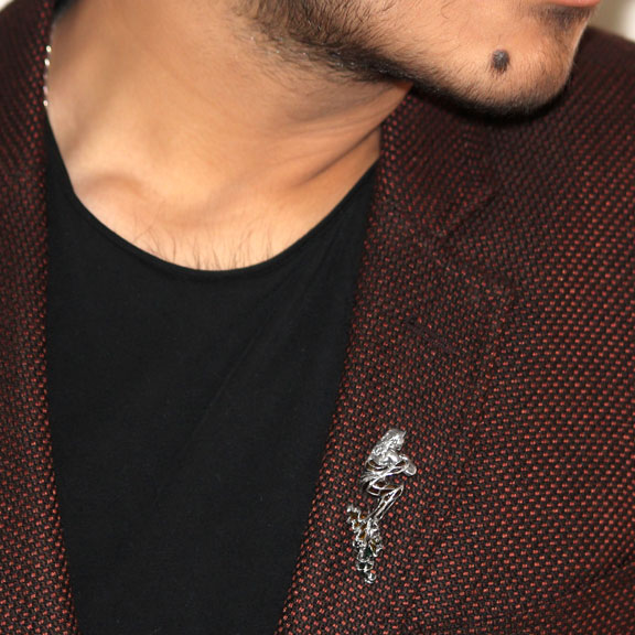 Vintage Chic 925 Sterling Silver Brooch/ Lapel Pin for Men