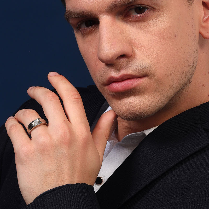 Olympus Sterling Silver Ring for Men with Zirconia - Image 3