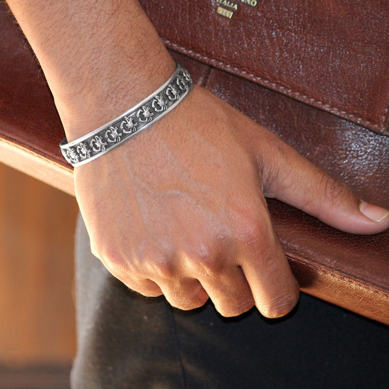 Karka 925 Sterling Silver Cuff Kada for men- small