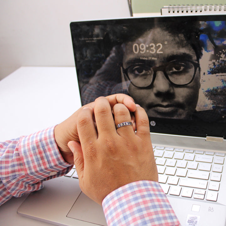 Paramount Men's Band in Sterling Silver with Black Enamel - Image 3