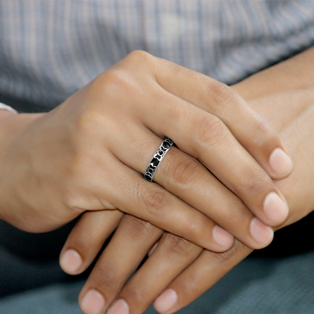 Bowy Wows Black enamel Sterling silver Band for Men