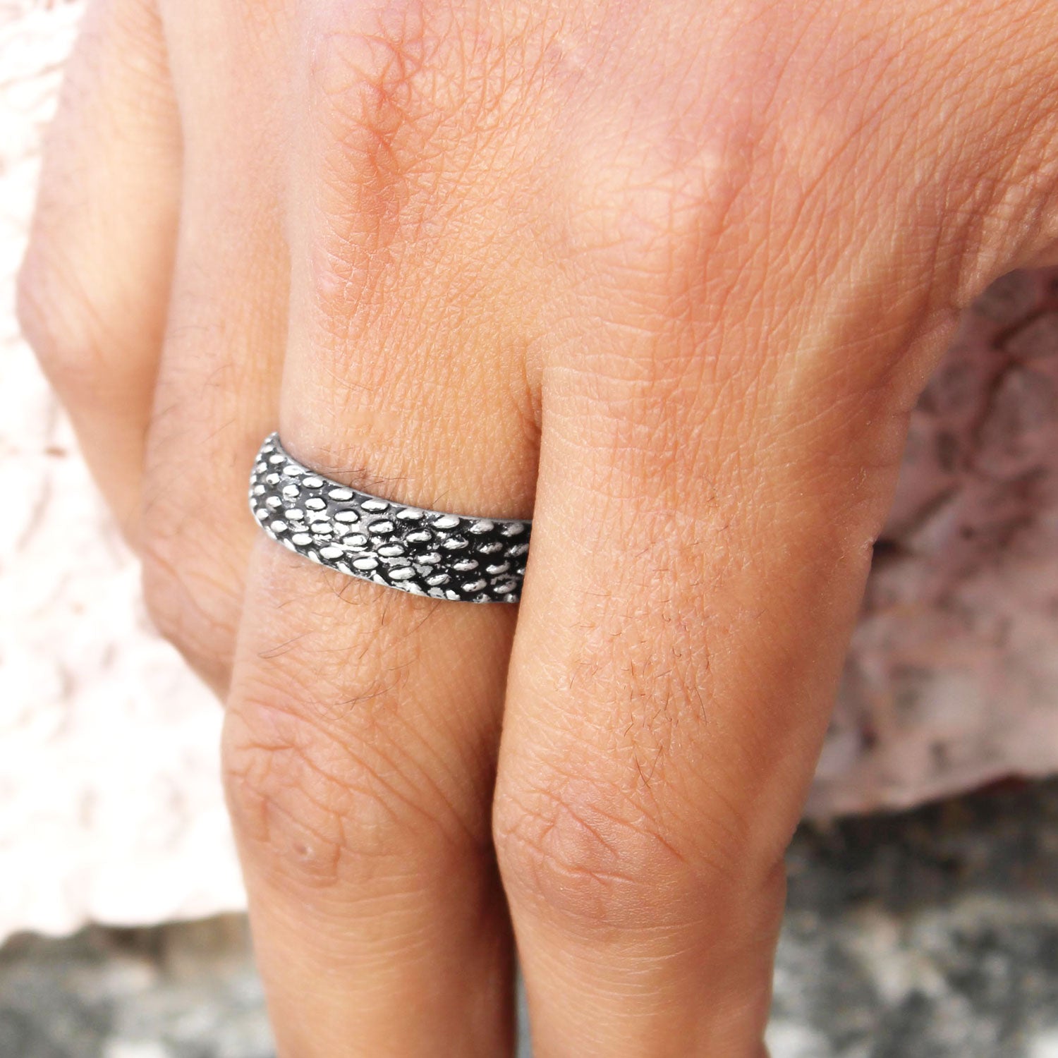 Pebble Path Sterling Silver Band for Men