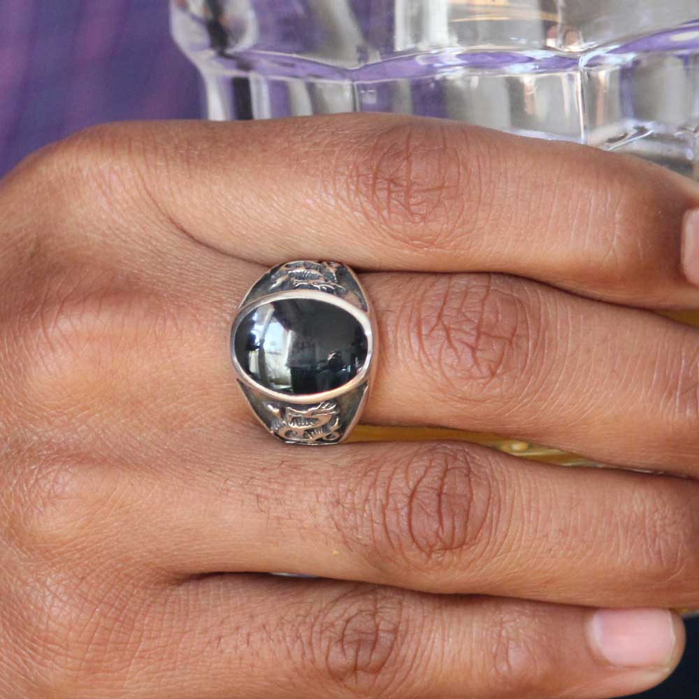 Black Dragon Sterling Silver Ring for Men
