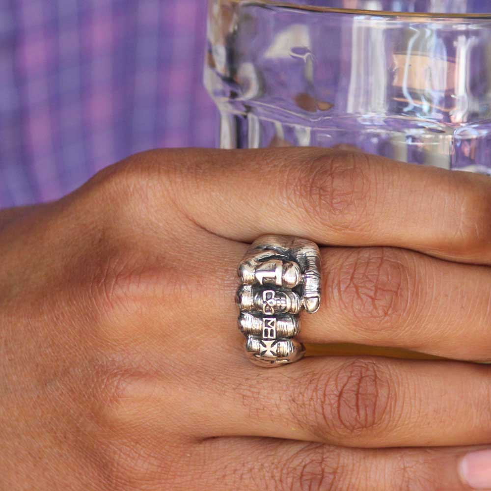 Ghost Rider Skull Fist Ring in 925 Sterling Silver