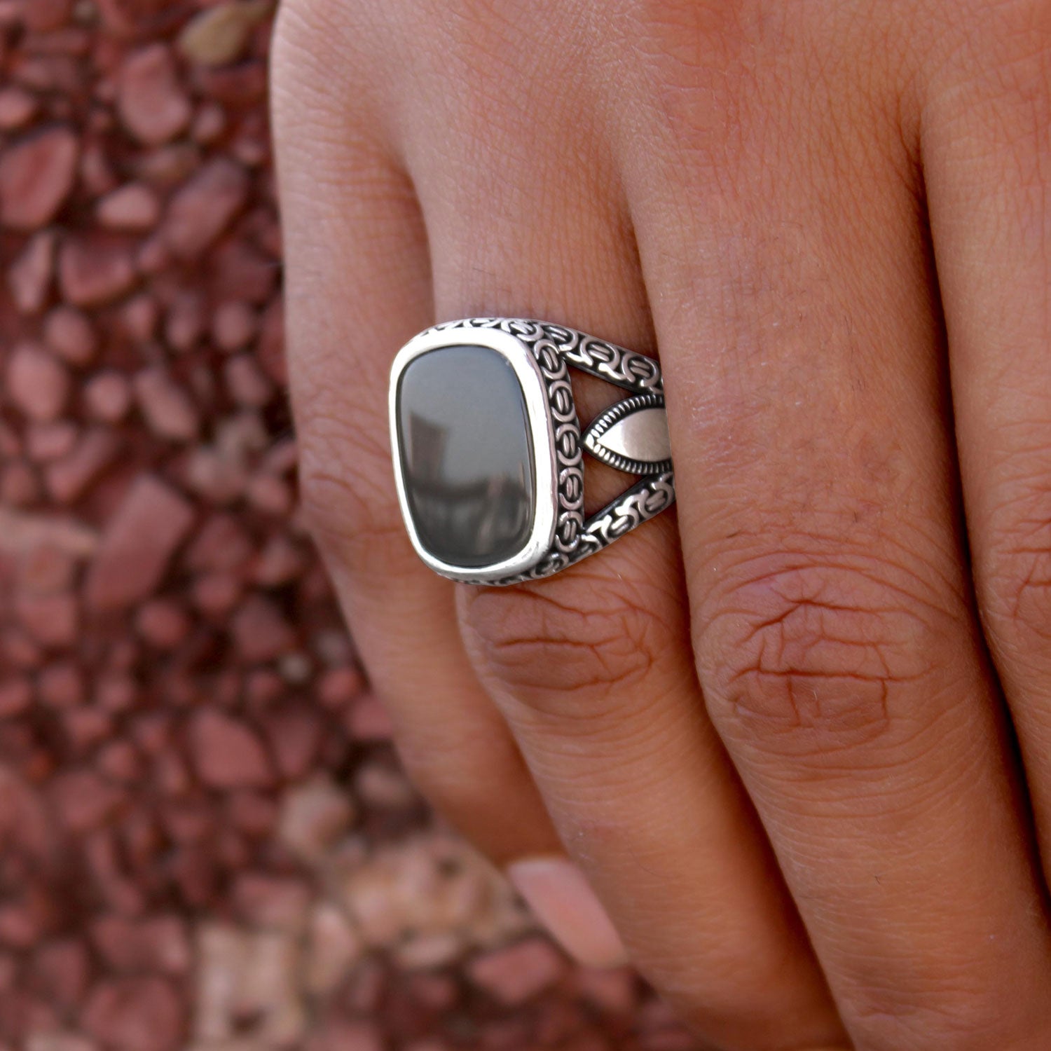 Aquilo Noir 925 Sterling Silver Ring for Men