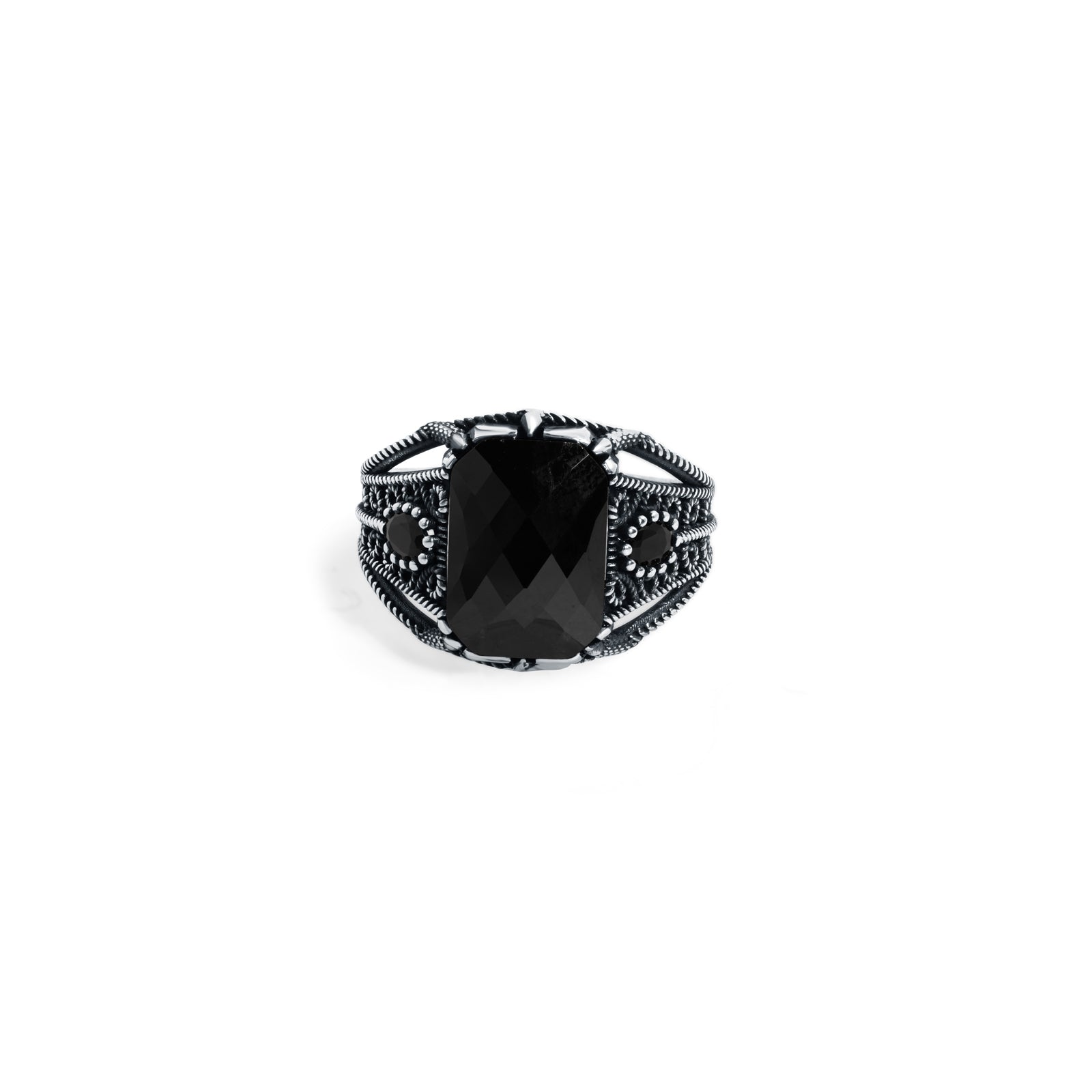 Midnight Bloom 925 Sterling Silver Ring for Men - Image 3