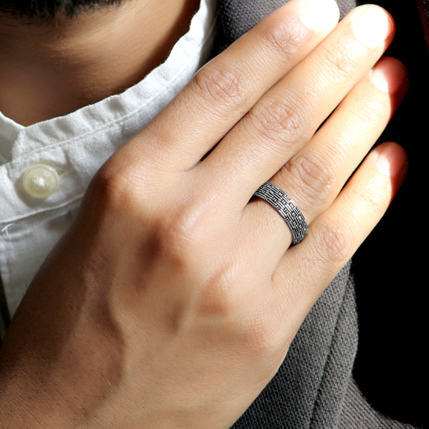 Weaved in 925 Sterling Silver Band for Men