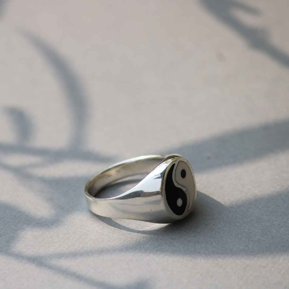 Yin-Yang Sterling Silver Ring for Men - Image 5